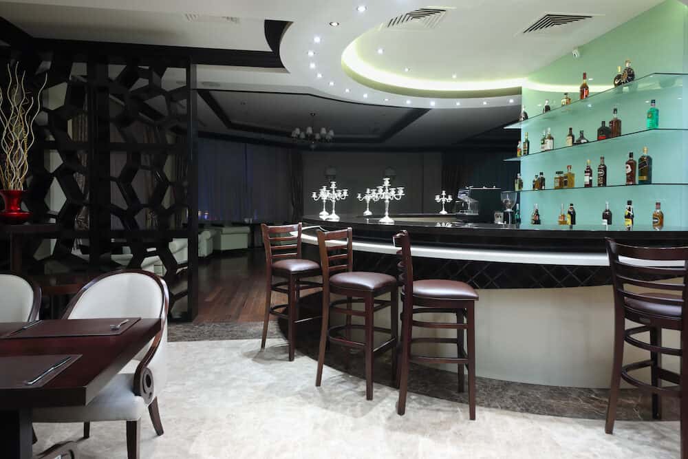 YEREVAN, ARMENIA -Bar in restaurant in Hotel National, created in business style, comfortable hotel allows every guest to feel welcome