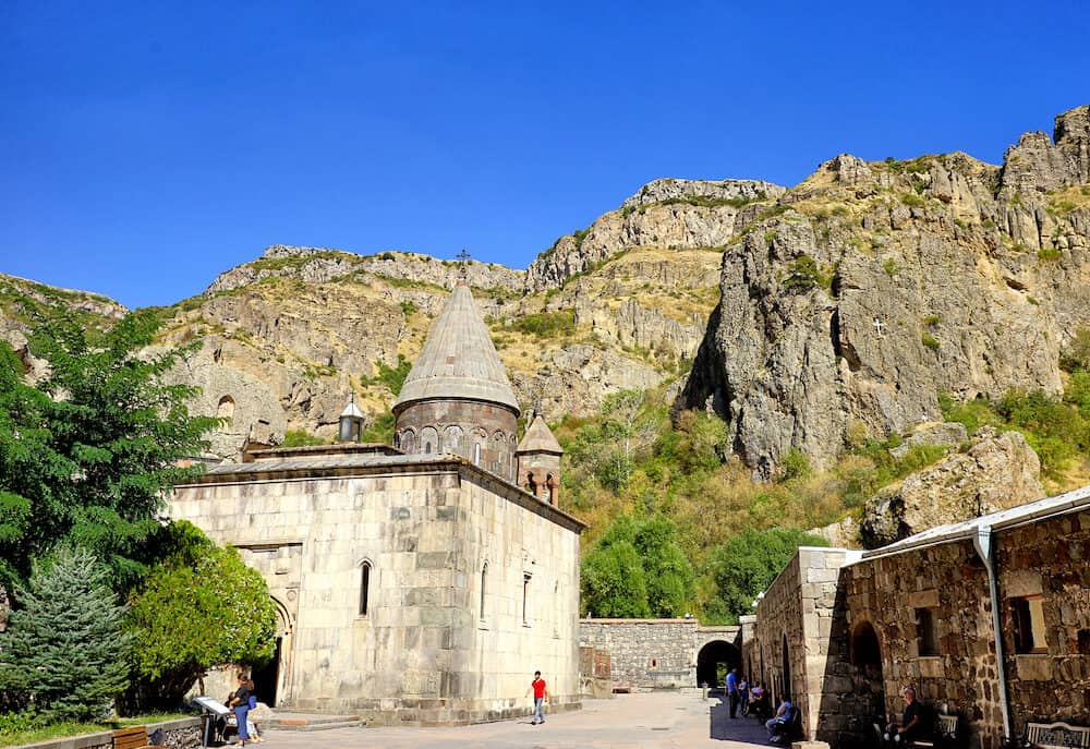YEREVAN, ARMENIA - Geghard monastery is a medieval monastery in the Kotayk province of Armenia,
