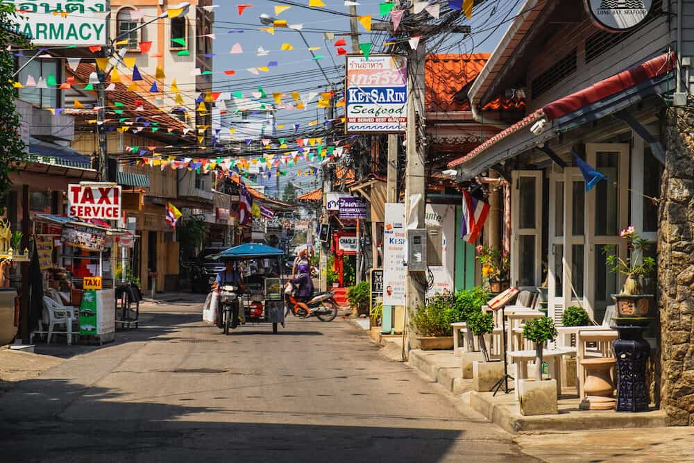 Hua Hin, Thailand - : Typical street scene in Hua Hin. Hua Hin is a beach resort town near Bangkok, Thailand.