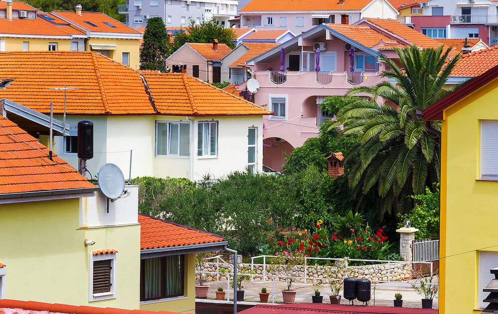Beautiful mediterranean cityscape with orange houses. Zadar. Croatia