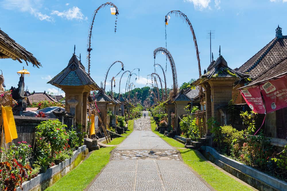 Bali Indonesia - Penglipuran village best known for its well-preserved culture and village layout with traditional houses in Bali Indonesia