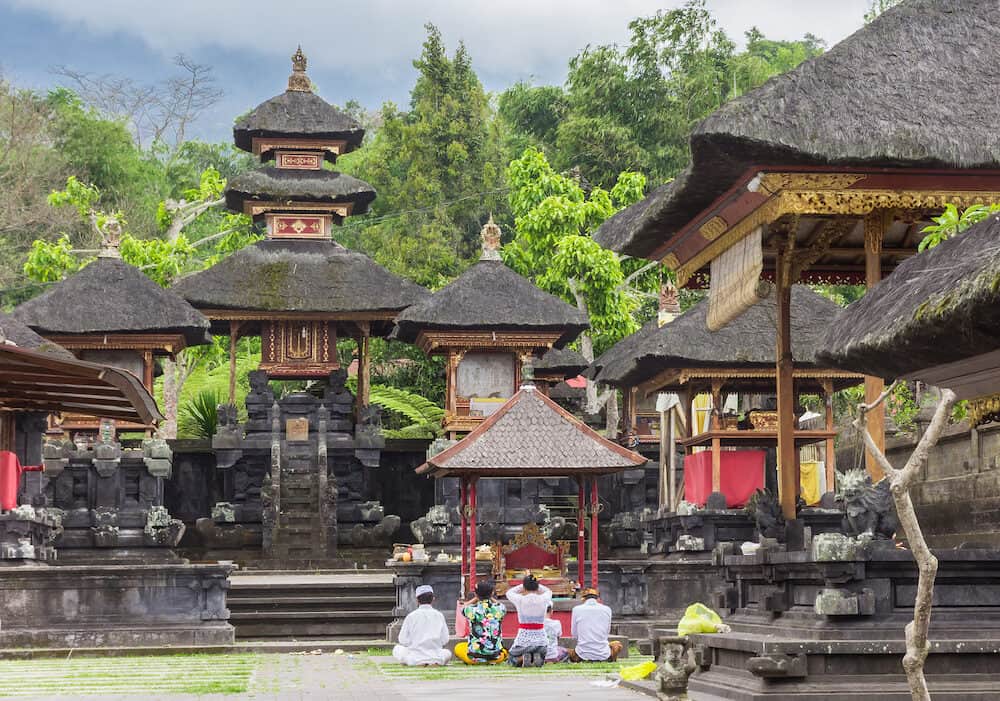 KARANGASEM, INDONESIA People praying at the Besakih temple on Bali, Indonesia