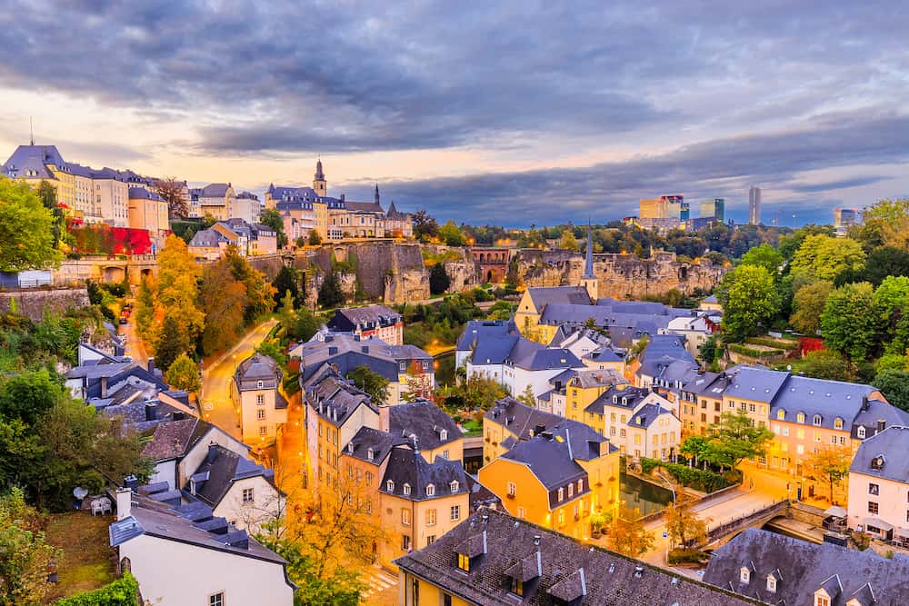 Luxembourg city, the capital of Grand Duchy of Luxembourg. The Old Town and Grund quarter.