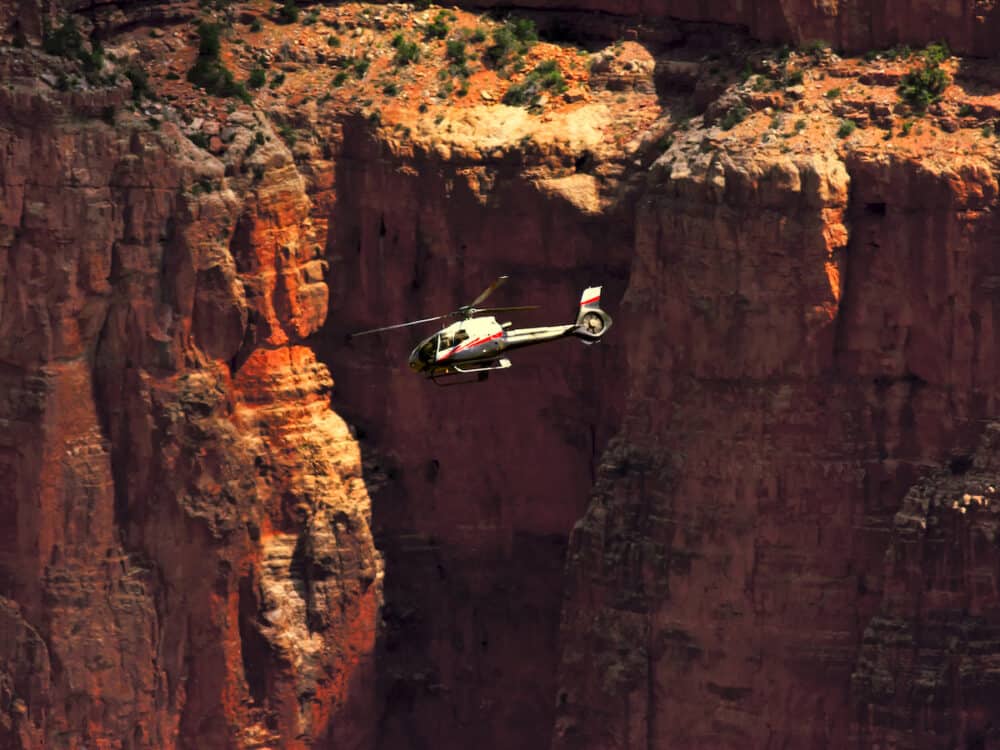 A helicopter on a trip through the Grand Canyon in Arizona.