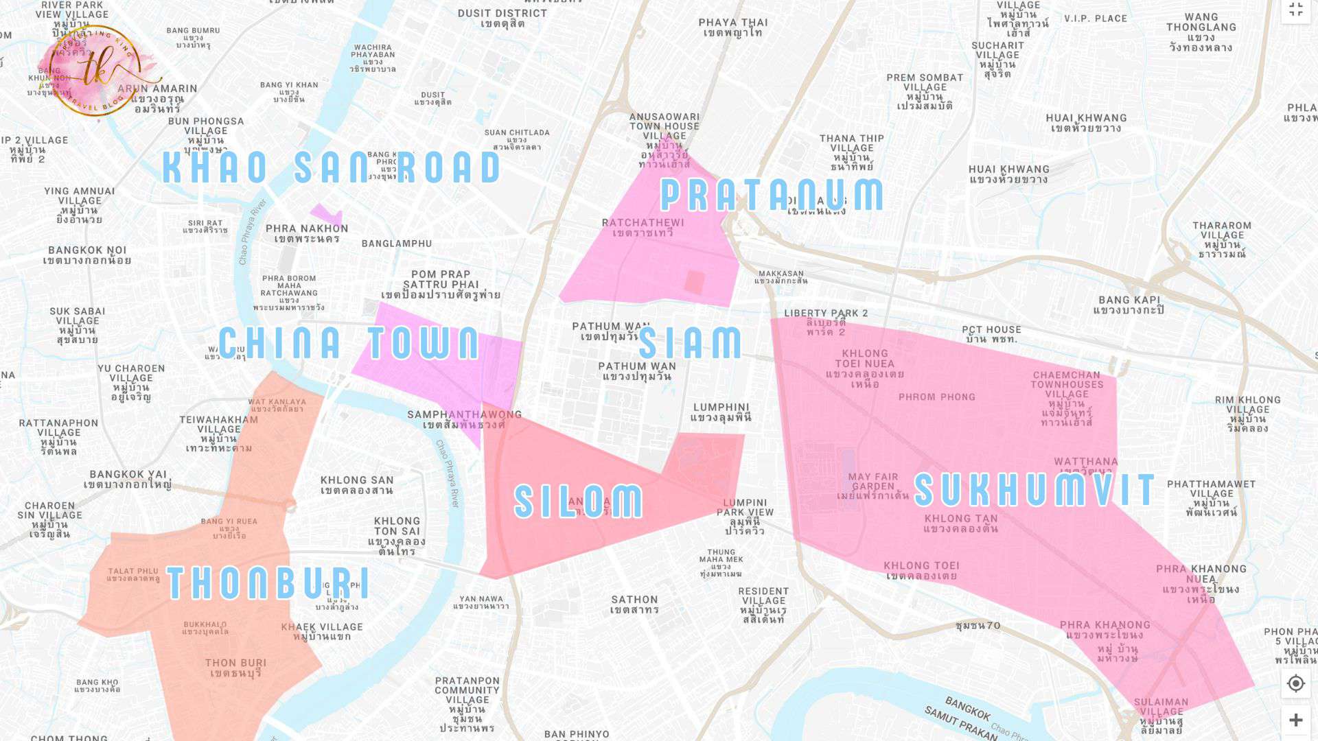 Where To Stay In Bangkok Main Map 